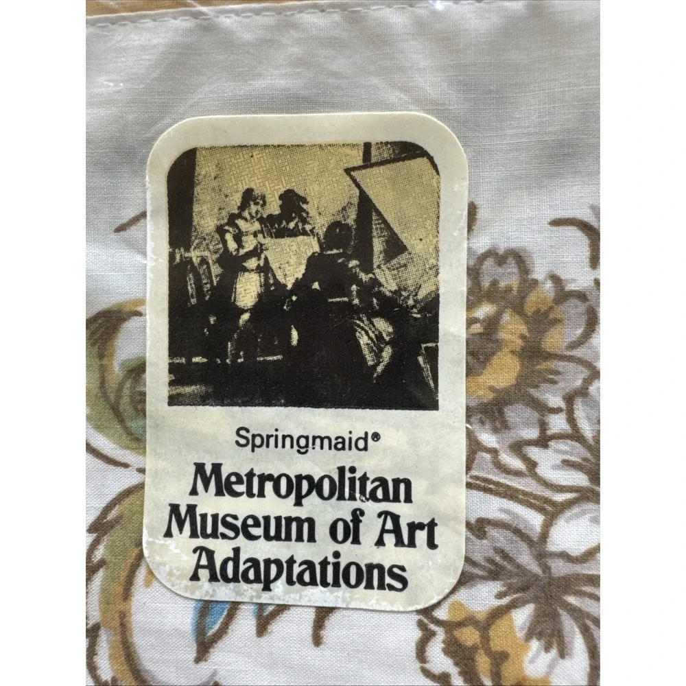 Springmaid Twin Bed Sheet Flat Metropolitan Museum of Art Newburyport USA Made